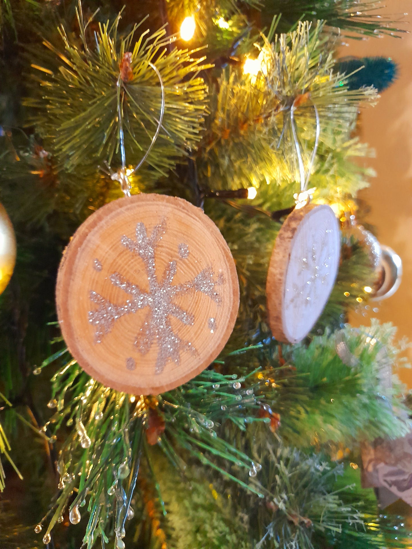 Round Wooden Tree Decorations Hand Made